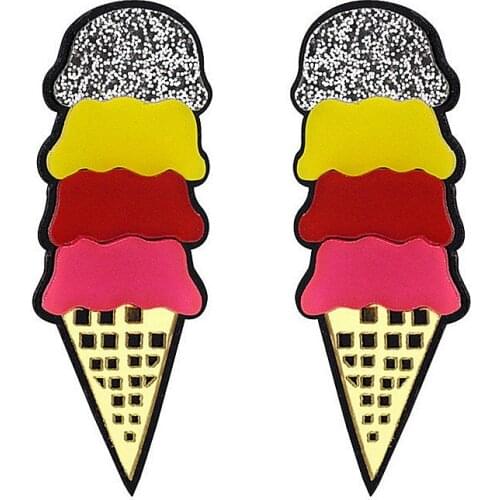 Statement Punk Big Cute Ice Cream Acrylic Drop Earrings For Women Girls Personality Long Dangle Earring Beach Party Jewelry Gift