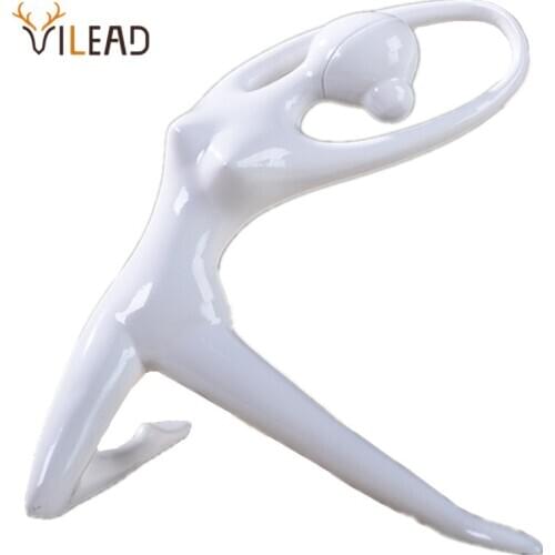VILEAD 11 Style Resin Girl Yoga Figurines Abstract Black White Yoga Woman Model Modern Miniatures for Office Vintage Home Decor