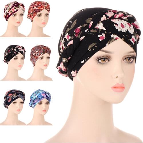Indian Hijab Turban Muslim Women Velvet Chemo Cap Braid Hair Loss Bonnet Beanies Islamic Head Wrap Cancer Hat Headscarf Covers