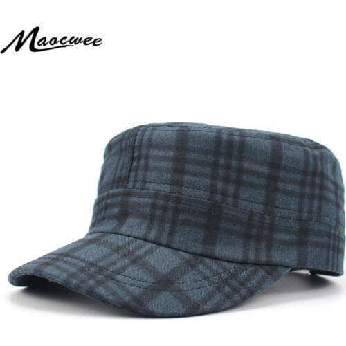 Women Army Cap Military Plaid Flat Top Student Casual Newsboy Hat Fashion Fedora Hats for Woman uede Army Hat Vintage Cadet Bone