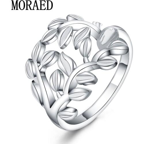 New 925 Sterling Silver Fashion Leaves Finger Rings For Women Lady Charm Party Jewelry Gift