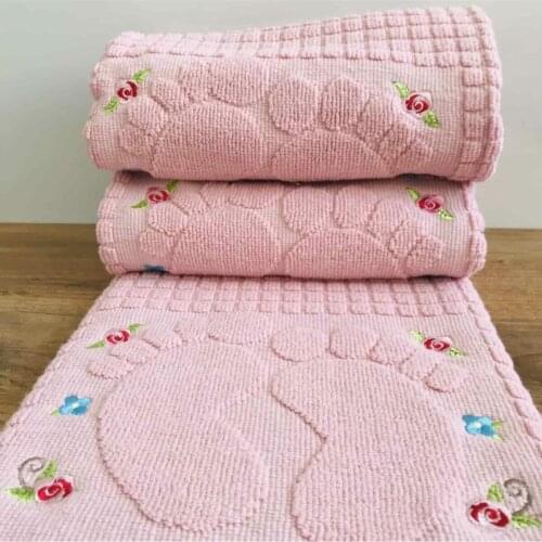 3 Pieces Embroidered Foot Towels 100% Cotton Dimensions: 50x70 soft Water Absorbent Bath Quick Dry