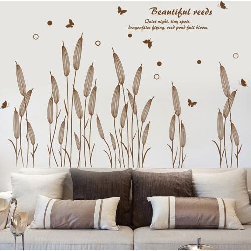Creative Reed Grass Wall Sticker Baseboard Background wall Decals for Living Room Study Room Wall Art Decoration Murals sticker