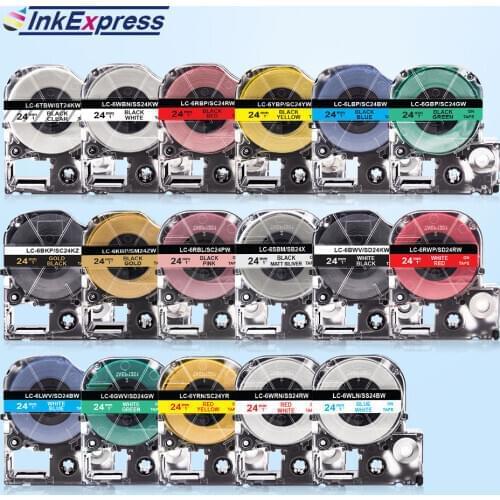 InkExpress 24mm Tape For Epson King Jim ss24kw ST24KW SS24KW SC24RW SC24YW SC24BW SC24GW Label Tape For Epson Label Maker