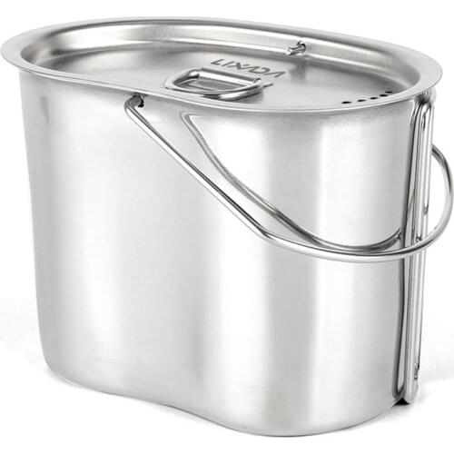 Lixada Stainless Steel Camping Canteen Cup Outdoor Hanging Pot Canteen Cup for Outdoor Camping Hiking Backpacking Picnic