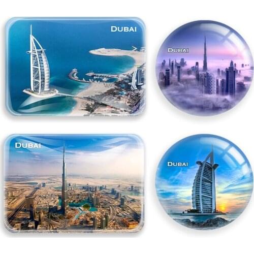 Dubai Fridge Magnet World Travel Souvenir glass Refrigerator Magnetic Stickers Home Decor Tourist gift