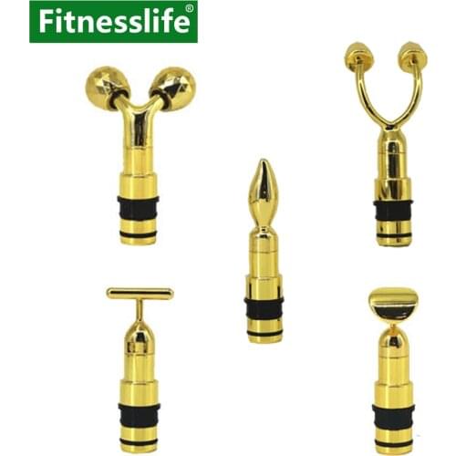 Massage Fascia Gun Head Attachment Kit Replacement Gun Accessories Metal Golden Double Head for Phoenix Sex 19 mm Diameter Head