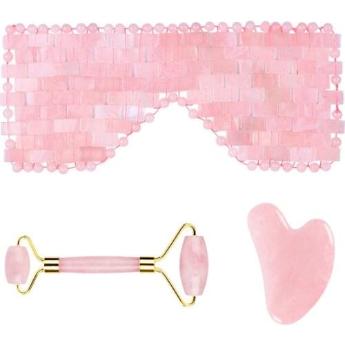 Facial Massage Roller Gouache Scraper Eye Mask Set Natural Jade Stone Gua Sha Board For Anti Wrinkle Face Skin Beauty Care Tool