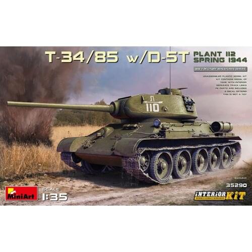 MiniArt 35290 1/35 T-34/85 w/D-5T. PLANT 112. SPRING 1944. INTERIOR KIT - Scale Model Kit
