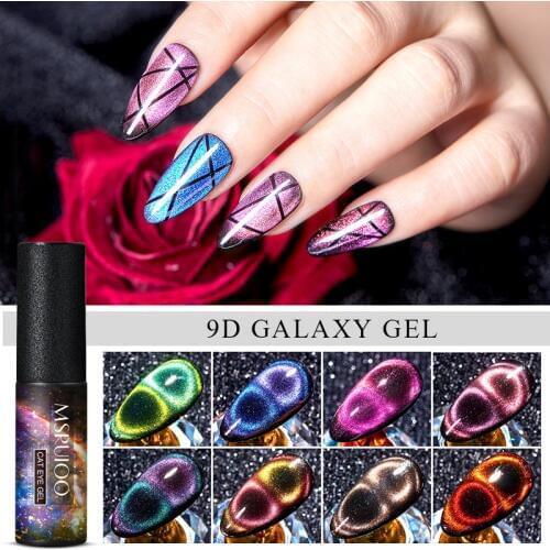 MSRUIOO 9D Starry Sky Magnetic Nail Gel Purple Blue Chameleon Cat Eye Nail Gel Polish Soak Off UV Magnet Nail Art Gel 5ml