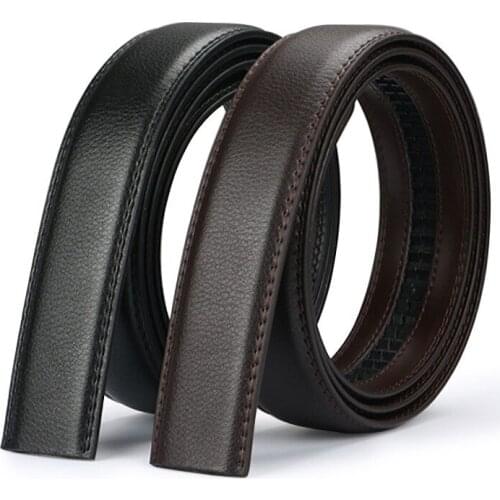 Luxury Brand No Buckle 3.5cm Wide Genuine Leather Men Automatic Waist Belt Body Strap Without Buckle High Quality Male Waistband
