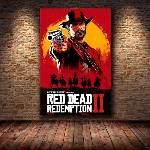 Red Dead Redemption 2 Game Poster Canvas Wall Art Print Painting Wallpaper Decorative Wall Picture for Living Room