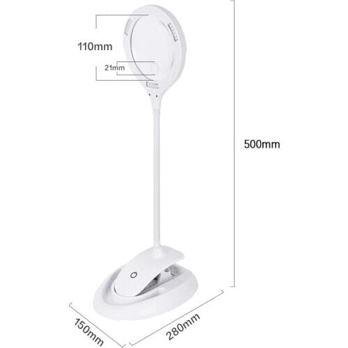 Desktop magnifying with LED lamp Large Lens Magnifying Glass Clamped metal desktop led reading and identification magnifier