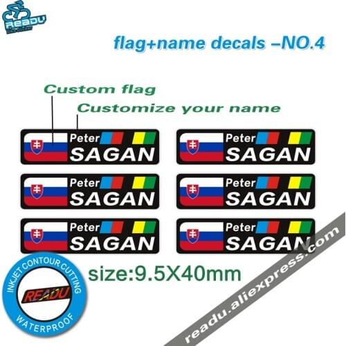 World Tour title Peter Sagan style flag and name sticker road bike frame signature decals NO.4