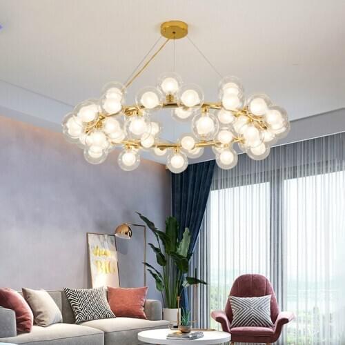 Nordic bedroom bubble round modern living room dining room golden light luxury magic bean molecular Pendant Lights LX111608