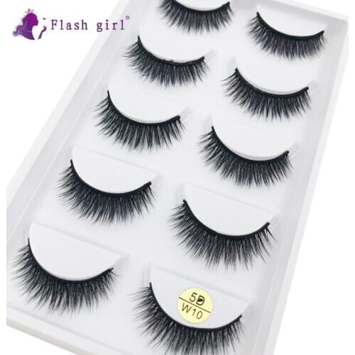 New 5D Mink False Eyelashes Cruelty Free Thick Long Eye Lashes Handmade Reusable Natural Eyelash Beauty Makeup 5D-W10