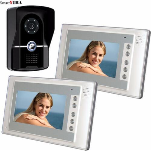 SmartYIBA 7" Wired Color Video Door Bell Security System Hands-Free Intercom Kits Digital Night Visual Camera Video Door Phone