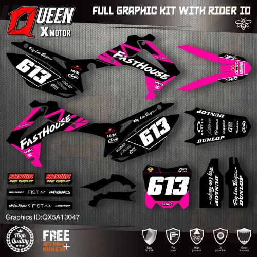 QUEEN X MOTOR Custom Team Graphics Backgrounds Decals Stickers Kit For HONDA 2014-2017 CRF250R 2013-2016 CRF450R 047