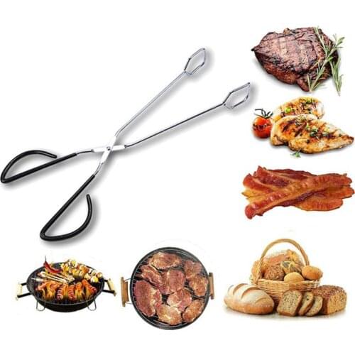 Grill Tongs Stainless Steel Heavy Duty Barbecue Clip Baking Tongs Grilling Scissors Type Grilled Anti-scald Food Clip DIY BBQ