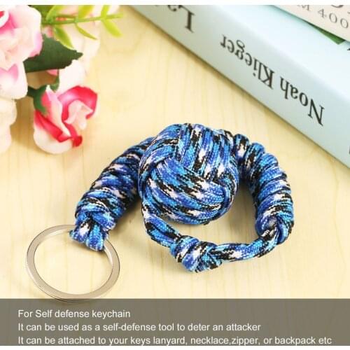 Outdoor Security protecting Monkey Fist Self Defense Tool Lanyard Survival Multifunctional Key Chain For Girl Free Shipping