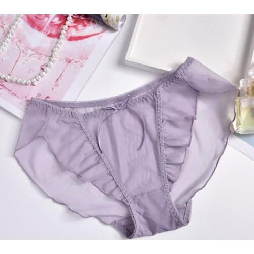 Lovely Ruffle Women Panties Girls Bow Brief Mid-Rise Solid Color Panties Underwear
