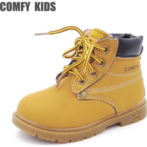 Comfy kids fashion winter autumn snow boots for boy and girls soft flat with plush warm boots kids shoes child baby size 21-30