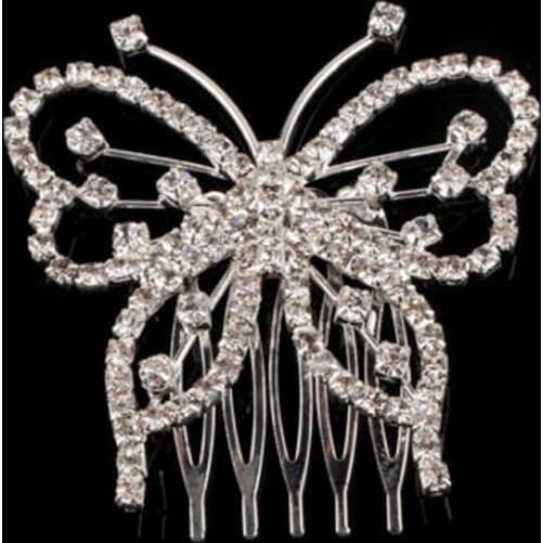 Women Girls Elegant Butterfly Rhinestone Crystal Wedding Bridal Hair Comb Clip Jewelry hair accessories