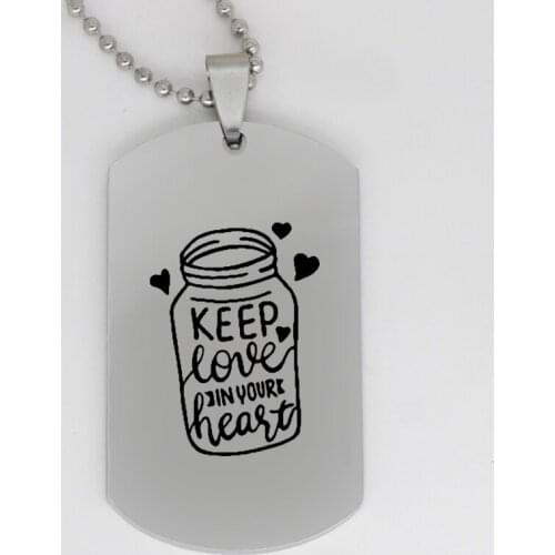 Ufine jewelry inspirational gift pendant army card keep love in your heart stainless steel customed necklace N4153