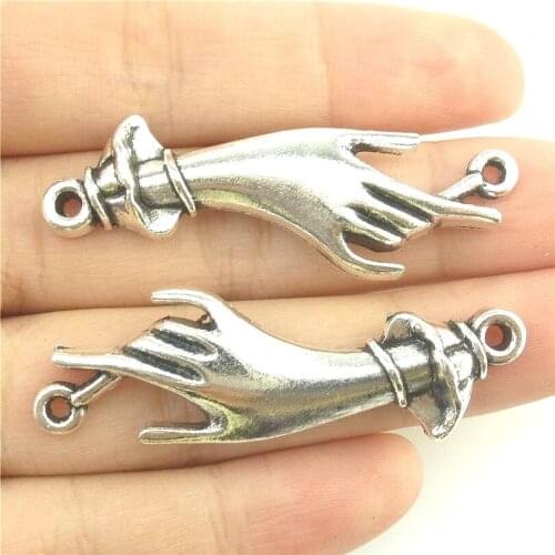 5Pcs Women Alloy Hand Pendant Connector Charms DIY Necklace Crafts Making Findings Handmade Jewelry 16173 45*14*4mm