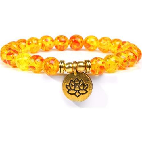Women Bracelet Lotus Charm Bracelet with Ambers Beads Bracelets For Men Bangles Women Yoga Prayer Bracelet Jewelry Buddhist Gift