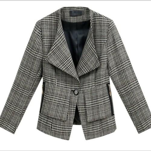 Plaid Suit Jacket Women 2021 Spring And Autumn New Small Temperament Ladies All-Match Short Slim Small Blazer Female Top L248