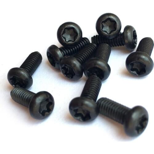 100Pcs M3 T&TX Plum Screws Round Head Torx Screw Carbon Steel Six-Lobe Bolts 6mm-14mm Length Black