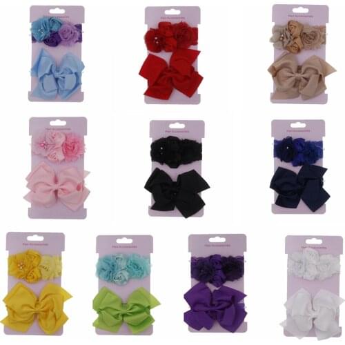 2Pcs/Set Kid Handmade Rose Big Bow Knot Hair Band Elastic Girls Headband Photography Props Accessories Birthday Party Decoration