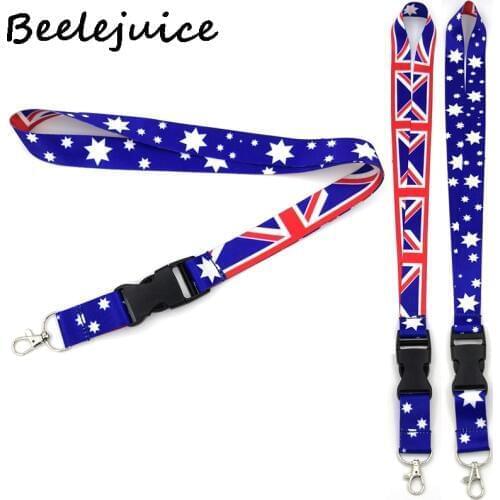 24pcs Australia flag Neck Strap Lanyard keychain Mobile Phone ID Badge Holder Rope Key Chain Keyrings cosplay Accessories Gift