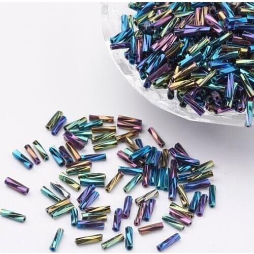 450g/bag 5/6/9/12mm Twisted Bugles Beads Iris Round Crystal Long Tube Beads Glass Seed Spacer Beads for Jewelry Making