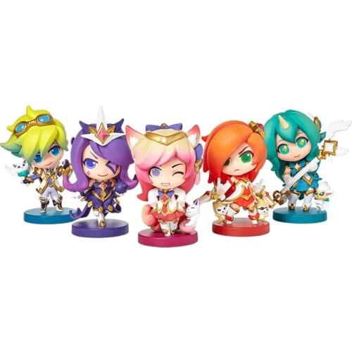 5Pcs/set League of Legends Star Guardian Series Anime Games Peripheral Model Doll Kawaii Cartoon Toy Collectible Figurines Gift