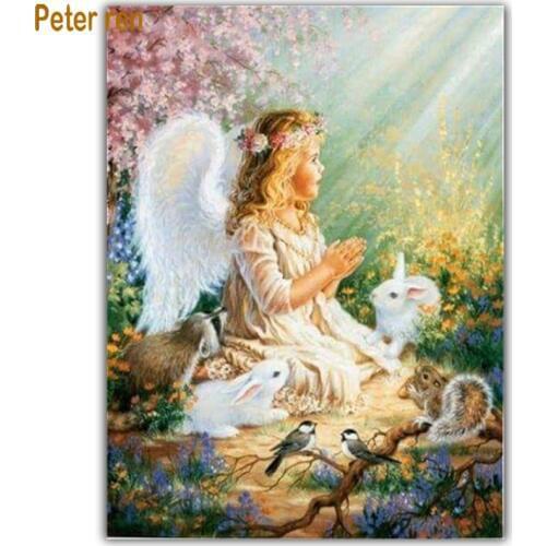 Diamond painting doll cross stitch Home Decor portrait Square\Round diamond mosaic Full Diamond embroidery "Angel rabbit bird"