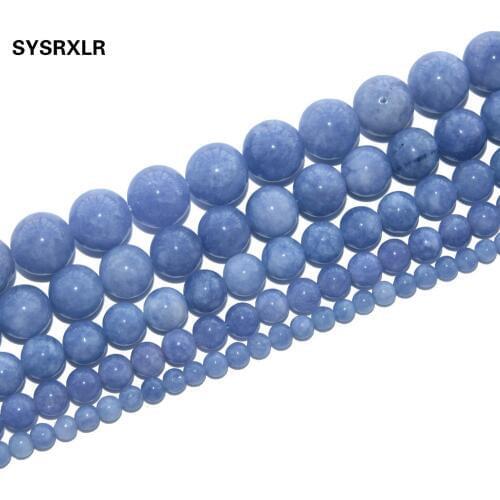 Free Shipping Natural Stone Angelite Round Loose Spacer Beads For Jewelry Making Diy Bracelet Necklace 4/6/8/10/12 MM Strand 15"