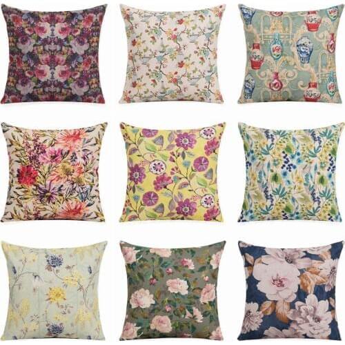 Idyllic Flower Pillow Case Throw Pillowcase Cotton Linen Printed Pillow Covers For Office Home Textile