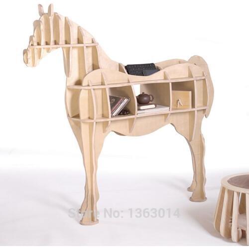 L size wooden home furniture Horse bookshelf