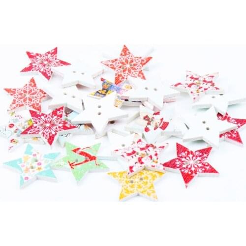 Wood Star Shaped Sewing Buttons Star Pattern Handmade Scrapbooking Craft for Christmas Home Decoration 20pcs 25mm MT0795
