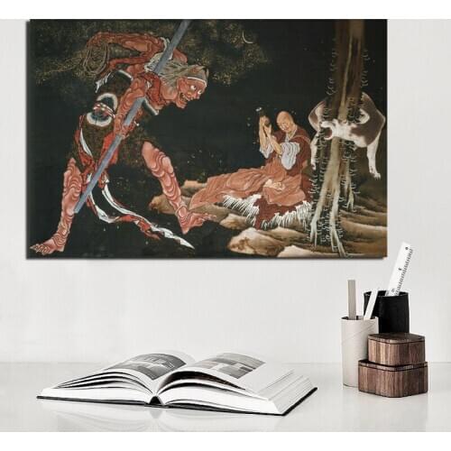 Home Decoration Katsushika Hokusai Canvas Painting Wall Art Evil Spirit Poster Modular Ukiyo-e Picture Retro Frame For Bedroom