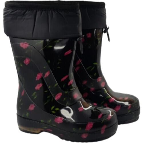 PURPLE FLOWERING WOOLEN SCRATCHING SNOW RAIN ÇİZMESİ HOT AMOUNT SLIP-RESISTANT BASE ADJUSTABLE THROAT THMS EJECT