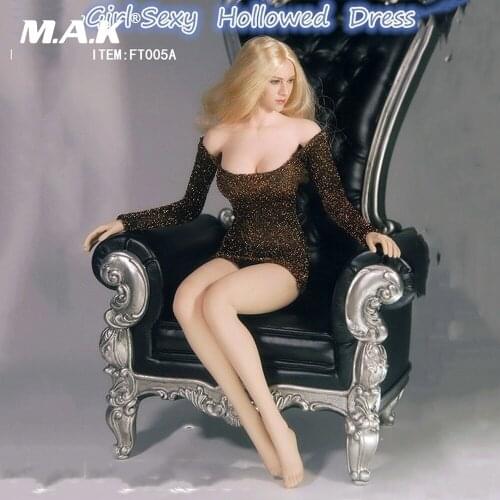 FT005 1:6 Scale Gril Sexy Hollowed Dress Clothes for 12'' Seamless Action Figure Body Accessory