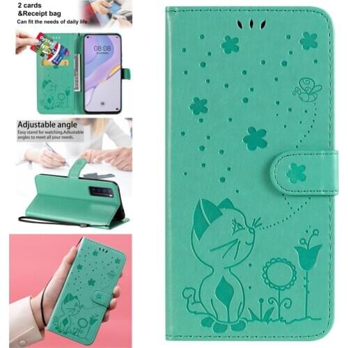 Best Selling PU Leather Book Wallet Phone Shell Cover For etui Huawei Nova 7 Pro Cat Case Coque Protector capa Nova 7 SE Cases