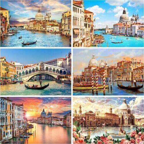 HUACAN 5D DIY Full Drill Diamond Painting City Venice Art Rhinestone Craft Kit Diamond Embroidery Landscape Mosaic Home Decor