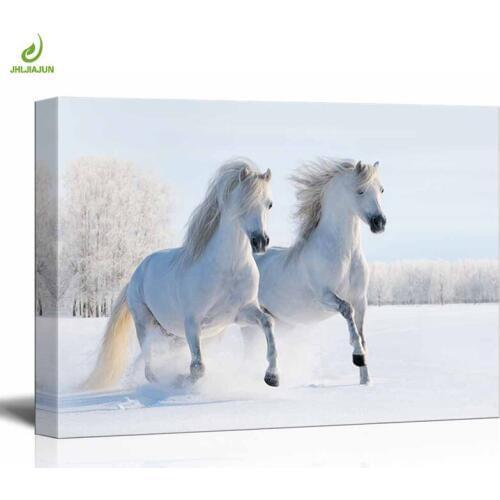 JHLJIAJUN Canvas Painting White Horse Natural Realist Landscape Prints And Posters Home Decor Wall Art For Living Room Study