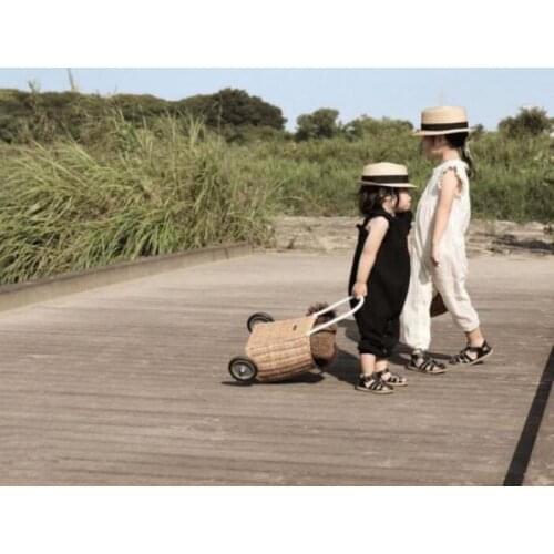 Summer New Kids Boys Cotton And Linen Jumpsuit Overalls Baby Girls Fashion Flying Sleeve Lace Overalls Infant Casual Pants