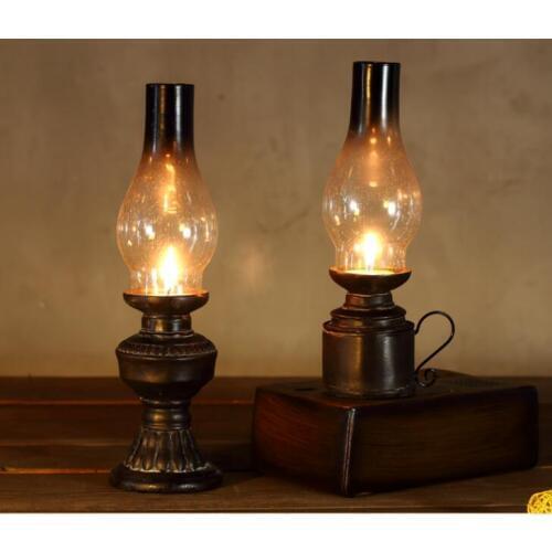 Creative Resin Crafts Nostalgic Kerosene Lamp Candle Holder Decoration Vintage Glass Cover Lantern Candlesticks Home Decor Gifts