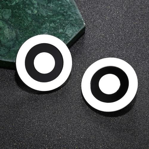 Round Acrylic Earrings For Women Bohemian Style Geometric Big Black/White Circle Earrings Statement Jewelry Hot Sale New2019